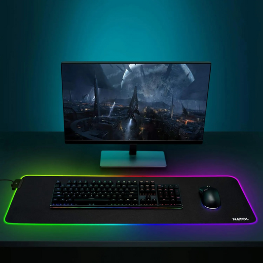 NATOL NT-MP02 RGB Gaming Mouse Pad | Extended Large 31.5" | 12 Lighting Modes | Non-Slip Rubber Base | Smooth Surface,