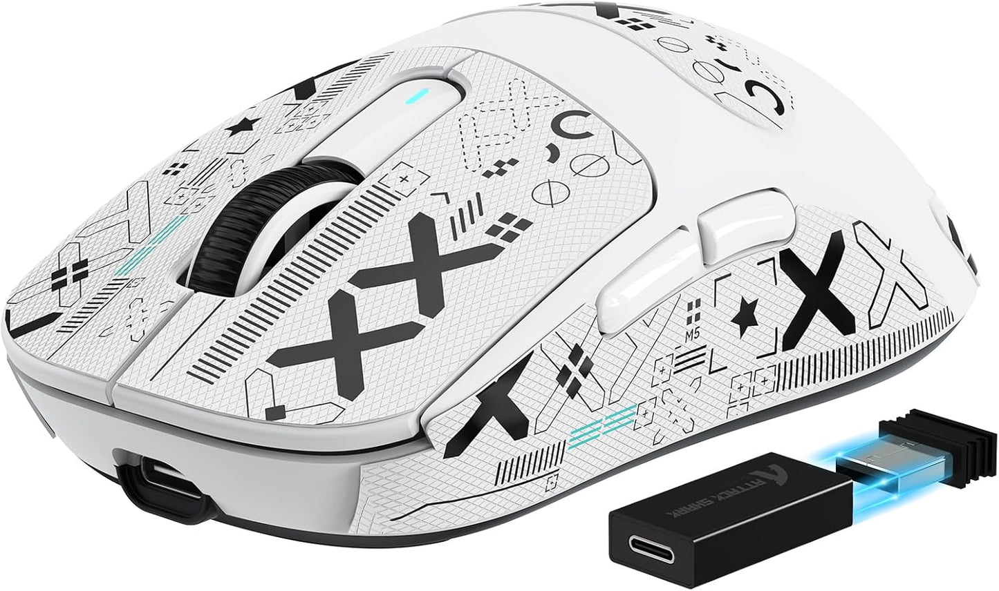Attack Shark X3PRO PAW3395 Wireless 8K Gaming Mouse – White / Black | Superlight 59g | PAW3395 Sensor | 4K Wired / 8K Wireless | 200h Battery | Tri-Mode BT / 2.4G / Wired
