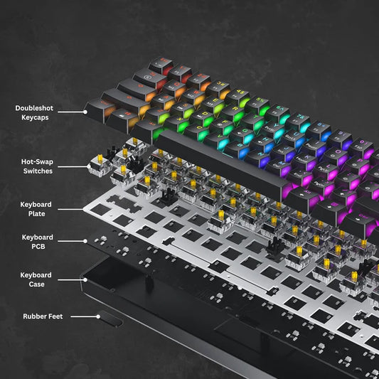 HK Gaming GK61 V3 – 60% Hot-Swappable Mechanical Keyboard | Brown Switches | RGB | US Layout