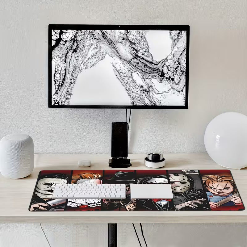 Halloween-Themed Large XXL Gaming Mouse Pad – Extended Desk Mat with 5 Spooky Characters, Non-Slip Rubber Base, Ideal for Keyboard & Mouse Setup