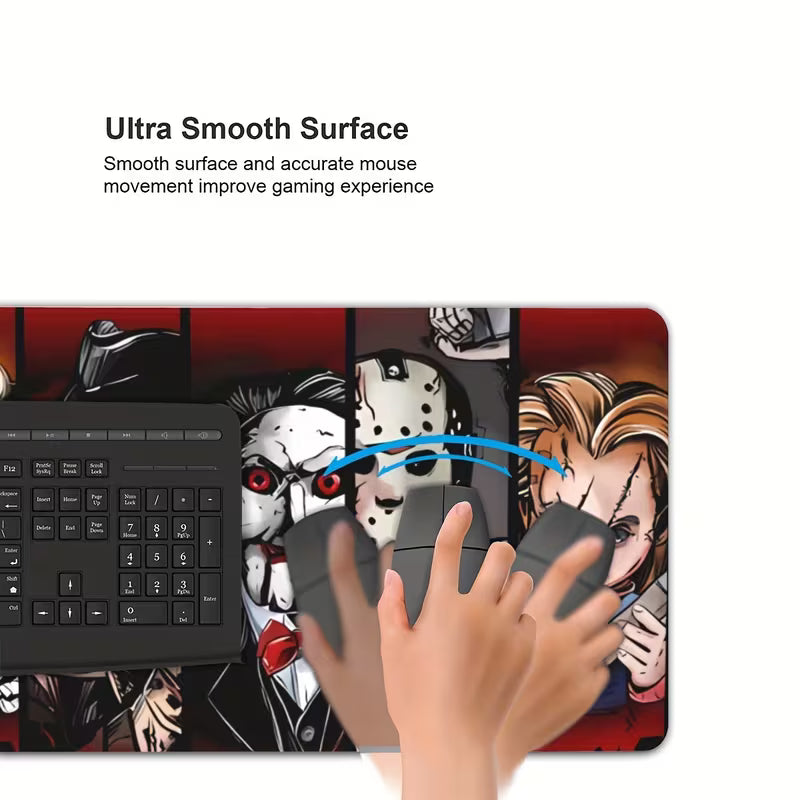 Halloween-Themed Large XXL Gaming Mouse Pad – Extended Desk Mat with 5 Spooky Characters, Non-Slip Rubber Base, Ideal for Keyboard & Mouse Setup