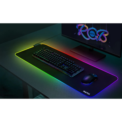 NATOL NT-MP02 RGB Gaming Mouse Pad | Extended Large 31.5" | 12 Lighting Modes | Non-Slip Rubber Base | Smooth Surface,