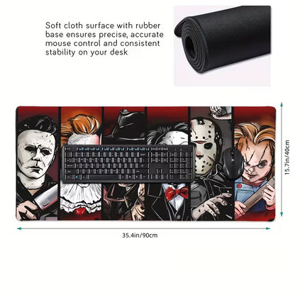 Halloween-Themed Large XXL Gaming Mouse Pad – Extended Desk Mat with 5 Spooky Characters, Non-Slip Rubber Base, Ideal for Keyboard & Mouse Setup
