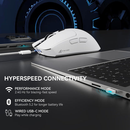 Attack Shark X1 Wireless Gaming Mouse with RGB Touchpad Charging Dock, PAW3395 Pro Sensor Up to 40K DPI, 53g Ultra Light Tri-Mode – White/Black