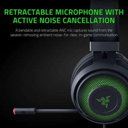 Razer Kraken Ultimate USB Gaming Headset (Gaming Headphones for PC, PS4 and Switch Dock with Surround Sound, Active Noise Cancellation Microphone and RGB Chroma)