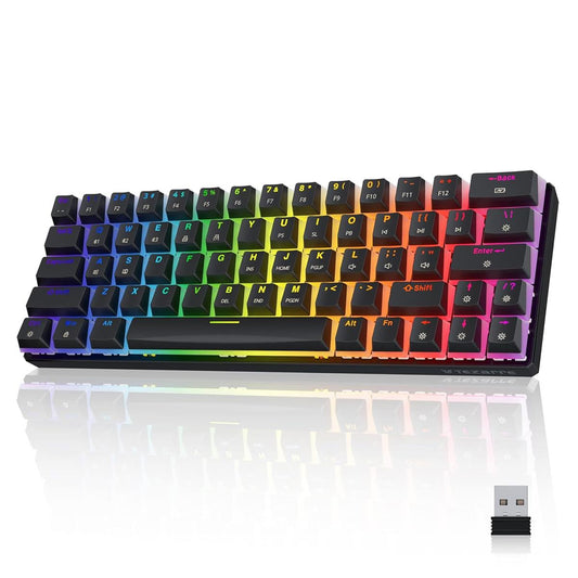 Tezarre TK63 Pro Wireless RGB Mechanical Gaming Keyboard | Bluetooth, 2.4G & USB-C | Hot-Swappable Gateron Red/Blue Switch | 60% Compact Design