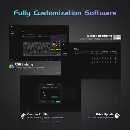 Tezarre TK63 Pro Wireless RGB Mechanical Gaming Keyboard | Bluetooth, 2.4G & USB-C | Hot-Swappable Gateron Red/Blue Switch | 60% Compact Design