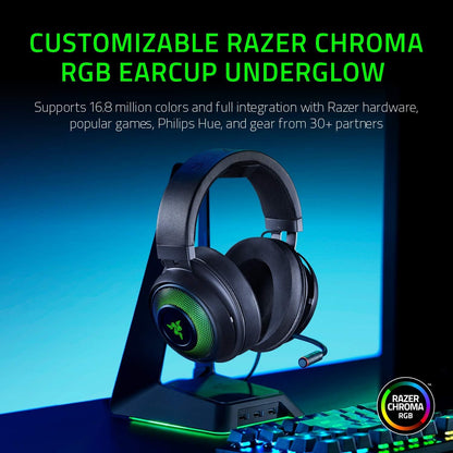 Razer Kraken Ultimate USB Gaming Headset (Gaming Headphones for PC, PS4 and Switch Dock with Surround Sound, Active Noise Cancellation Microphone and RGB Chroma)