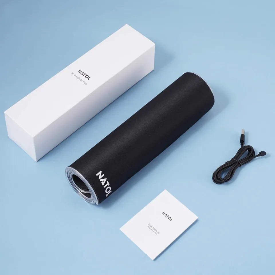 NATOL NT-MP02 RGB Gaming Mouse Pad | Extended Large 31.5" | 12 Lighting Modes | Non-Slip Rubber Base | Smooth Surface,