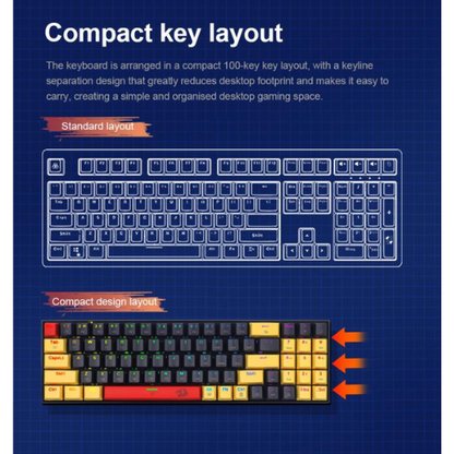 Redragon K688 RGB Mechanical Gaming Keyboard Blue Switch – 78 Keys, Hot-Swappable Blue Switches, Compact Design, Ergonomic RGB Keyboard for PC & Laptop