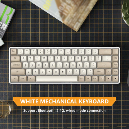 AIGO A68 Tri-Mode 65% Mechanical Keyboard | Hot-Swappable Gateron Yellow Switches | USB Type-C | PBT Keycaps – Coffee Brown