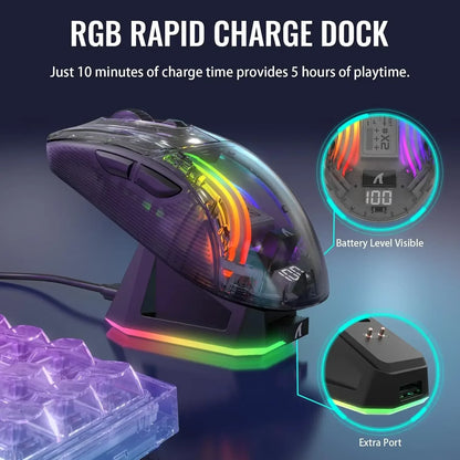 Attack Shark X2 Pro RGB Wireless Gaming Mouse with Charging Dock – Black/White
