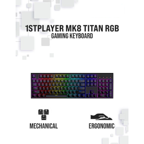 Lang MK8 Titan 1st Player Mechanical Gaming Keyboard – Gateron Red Switches | RGB Backlight | Hot-Swappable | Full-Size 104 Keys