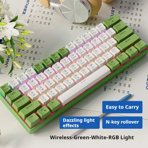 EWEADN G61 60% Wireless Mechanical Keyboard Blue Switch – 3 Mode RGB Backlit, Compact Gaming Keyboard for PC, Laptop, Tablet & Phone