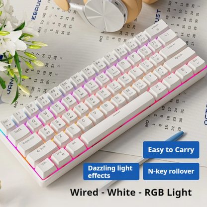 EWEADN G61 60% Wireless Mechanical Keyboard Blue Switch – 3 Mode RGB Backlit, Compact Gaming Keyboard for PC, Laptop, Tablet & Phone