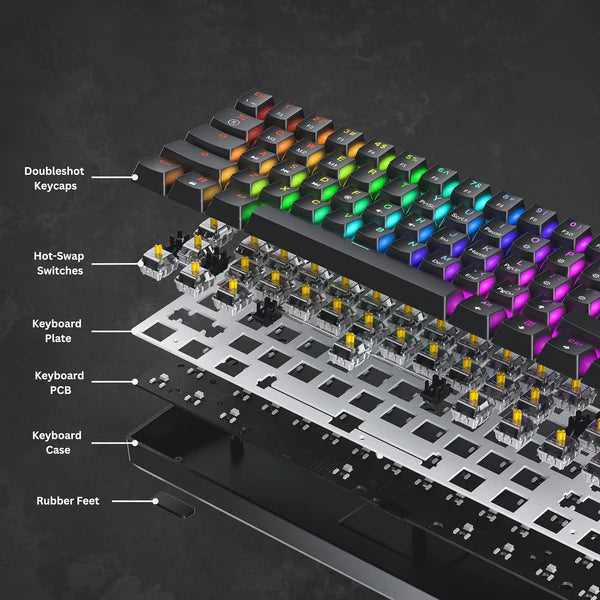 HK Gaming GK61 V3 – 60% Hot-Swappable Mechanical Keyboard | Brown Switches | RGB | US Layout