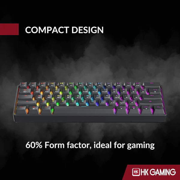 HK Gaming GK61 V3 – 60% Hot-Swappable Mechanical Keyboard | Brown Switches | RGB | US Layout