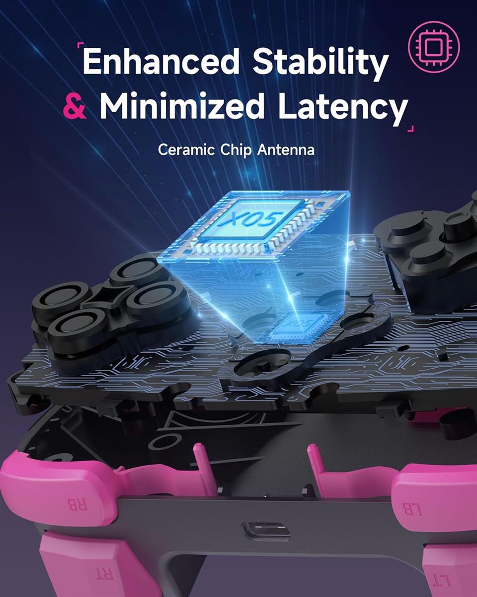 EasySMX X05 Wireless Game Controller – Tri-Mode Bluetooth/2.4G/Wired, Hall Effect Joysticks & Triggers, Turbo, Rumble Vibration, RGB – For PC/Android/Steam Deck