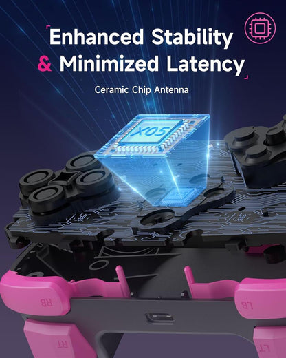 EasySMX X05 Wireless Game Controller – Tri-Mode Bluetooth/2.4G/Wired, Hall Effect Joysticks & Triggers, Turbo, Rumble Vibration, RGB – For PC/Android/Steam Deck