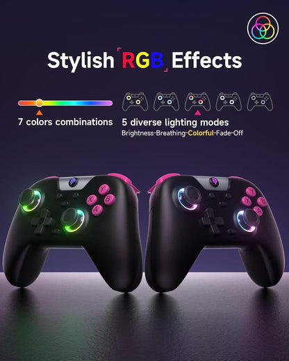 EasySMX X05 Wireless Game Controller – Tri-Mode Bluetooth/2.4G/Wired, Hall Effect Joysticks & Triggers, Turbo, Rumble Vibration, RGB – For PC/Android/Steam Deck