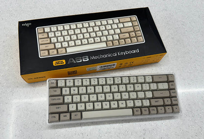 AIGO A68 Tri-Mode 65% Mechanical Keyboard | Hot-Swappable Gateron Yellow Switches | USB Type-C | PBT Keycaps – Coffee Brown