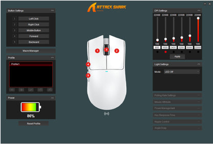 Attack Shark X11 Wireless Gaming Mouse with RGB Charging Dock | Tri-Mode (Bluetooth + 2.4G + USB-C) | 22000 DPI | 62g Ultra-Light | Grip Tape Combo – White/Black